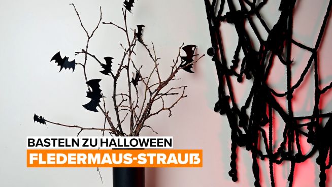 Basteln zu Halloween: Fledermaus-Strauß